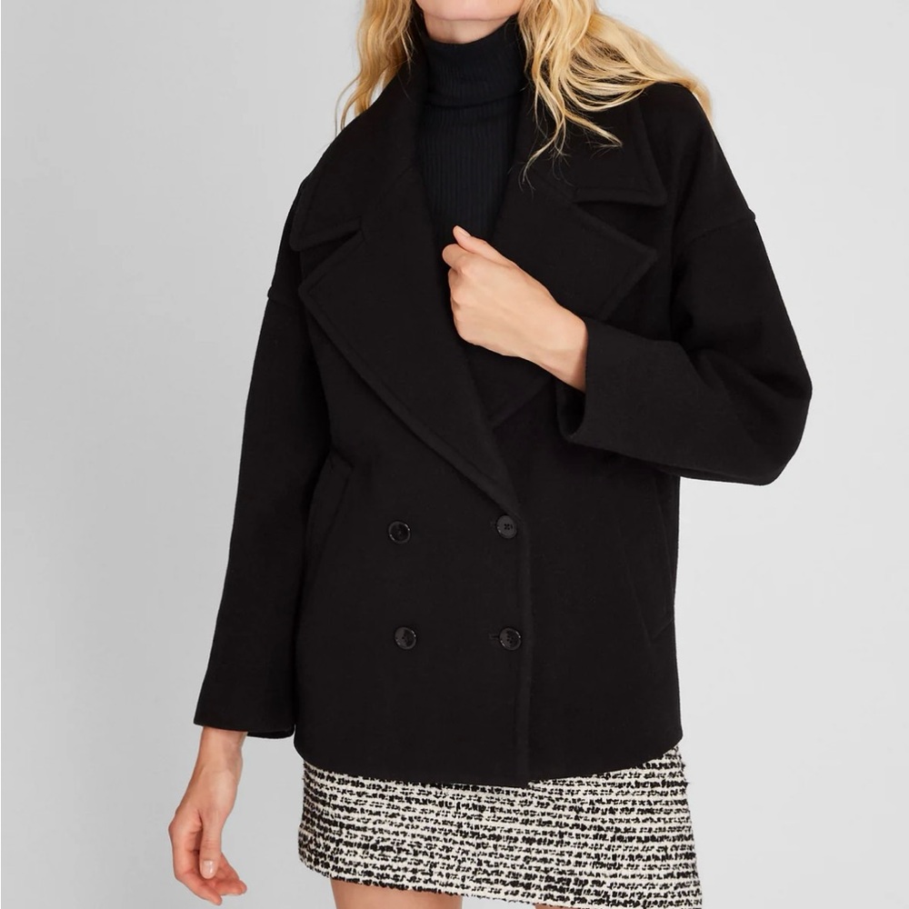Women's Black Double-Breasted Coat
